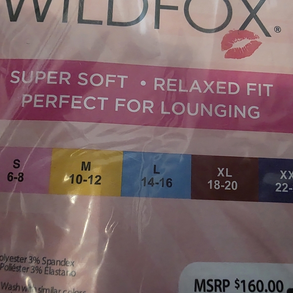 NEW Wildfox Blue, Teal and White Striped Pajama Set - Sz Large - Picture 5 of 5